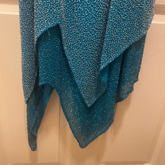 Vintage Je Matadi Fully Beaded Silk High Low Gown Size M - Picture 3 of 14